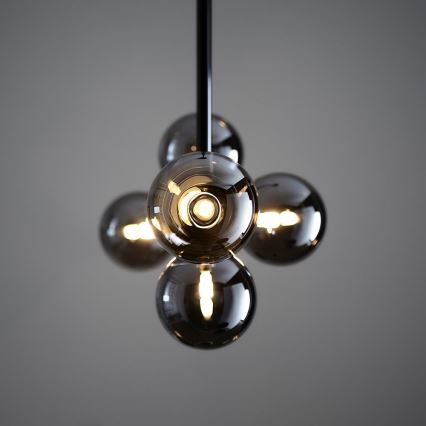 Endon 101348 - OTIS Rod-Mounted Chandelier 5xG9/3W/230V Black Chrome/Smoked Black