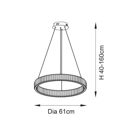 Endon 102255 - LAGUNA LED Dimmable Cable Pendant, LED/36W/230V, Polished Chrome