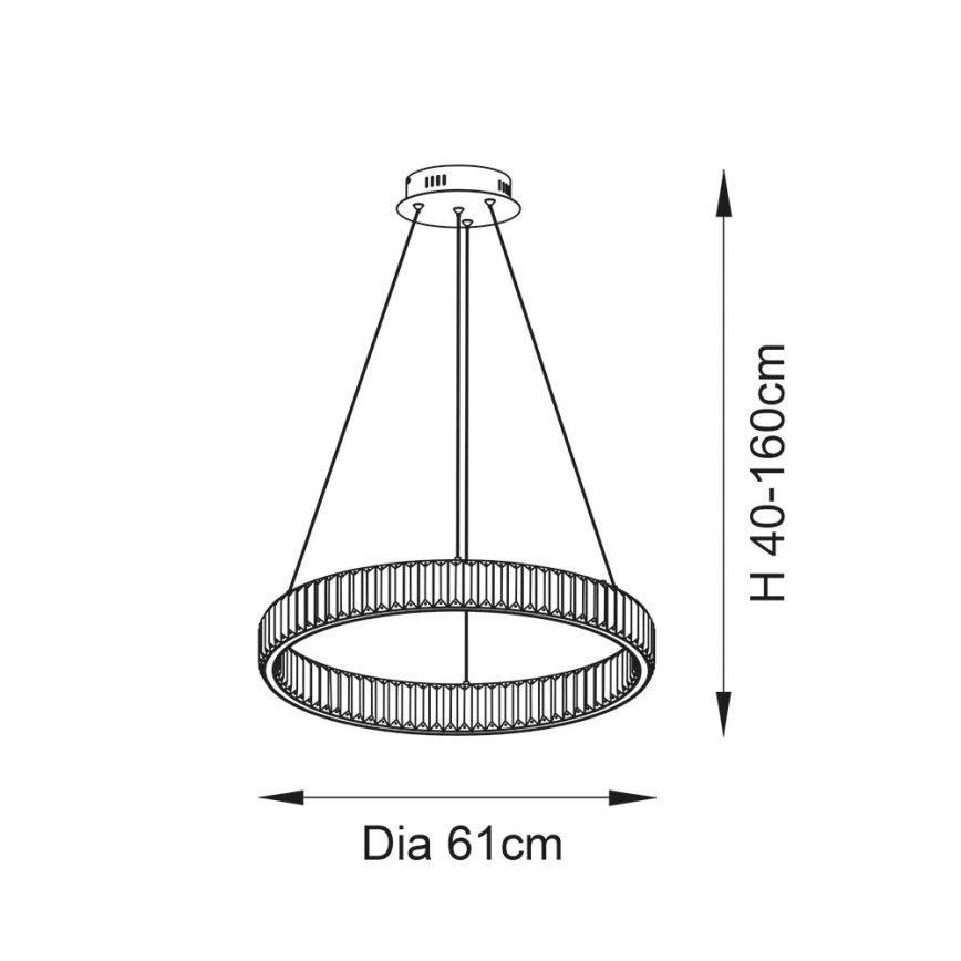 Endon 102255 - LAGUNA LED Dimmable Cable Pendant, LED/36W/230V, Polished Chrome