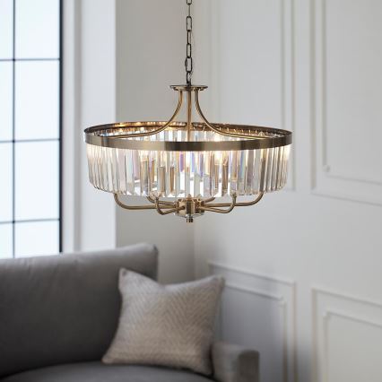 Endon 102505 - Chain-hung chandelier 6xE14/6W/230V, diam. 55 cm, brass