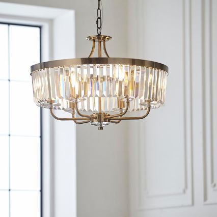 Endon 102505 - Chain-hung chandelier 6xE14/6W/230V, diam. 55 cm, brass