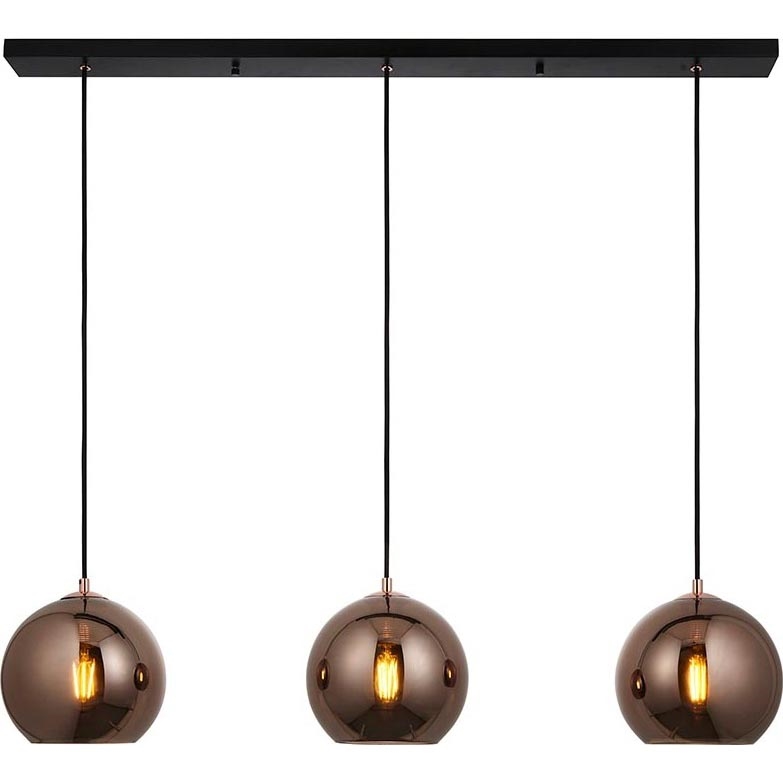 Endon 102929 - Chandelier on a string BOLI 3xE27/10W/230V black/smoky brown