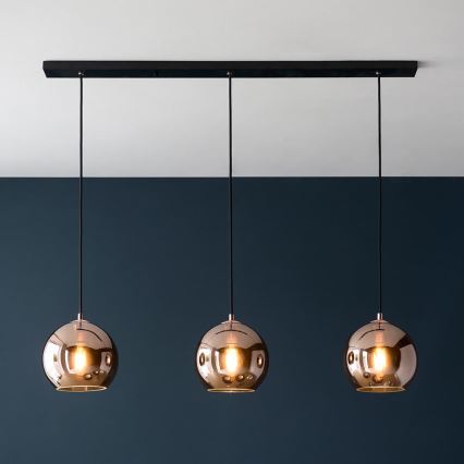 Endon 102929 - Chandelier on a string BOLI 3xE27/10W/230V black/smoky brown