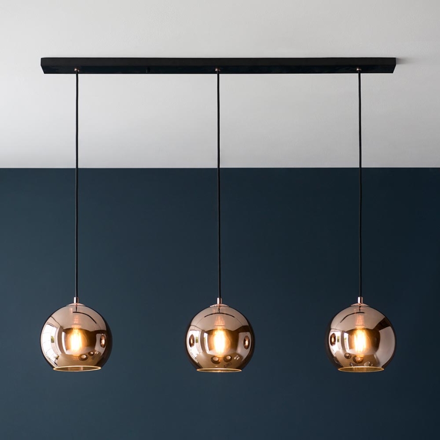Endon 102929 - Chandelier on a string BOLI 3xE27/10W/230V black/smoky brown
