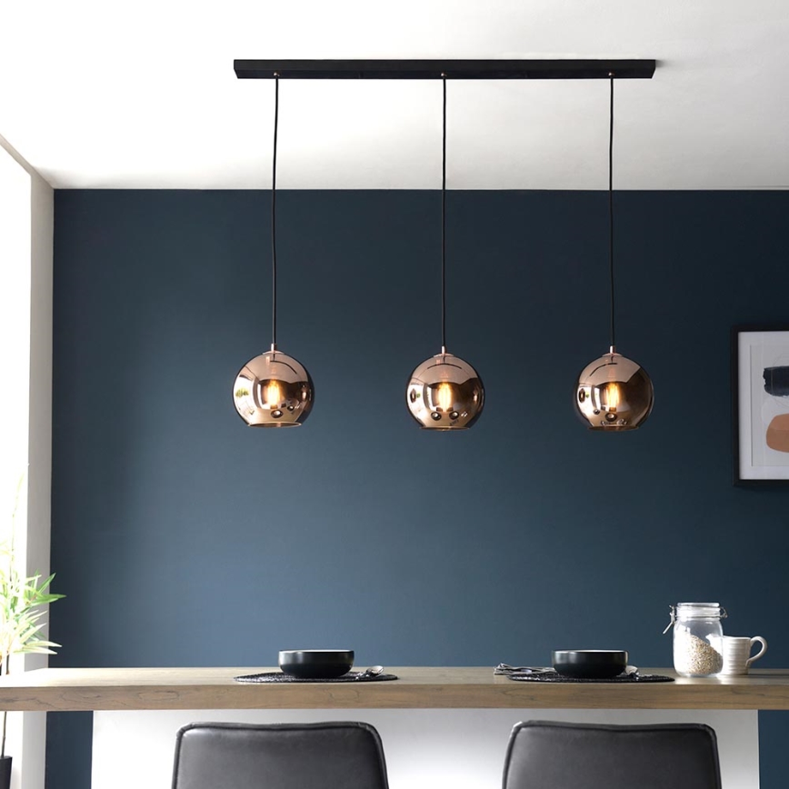Endon 102929 - Chandelier on a string BOLI 3xE27/10W/230V black/smoky brown