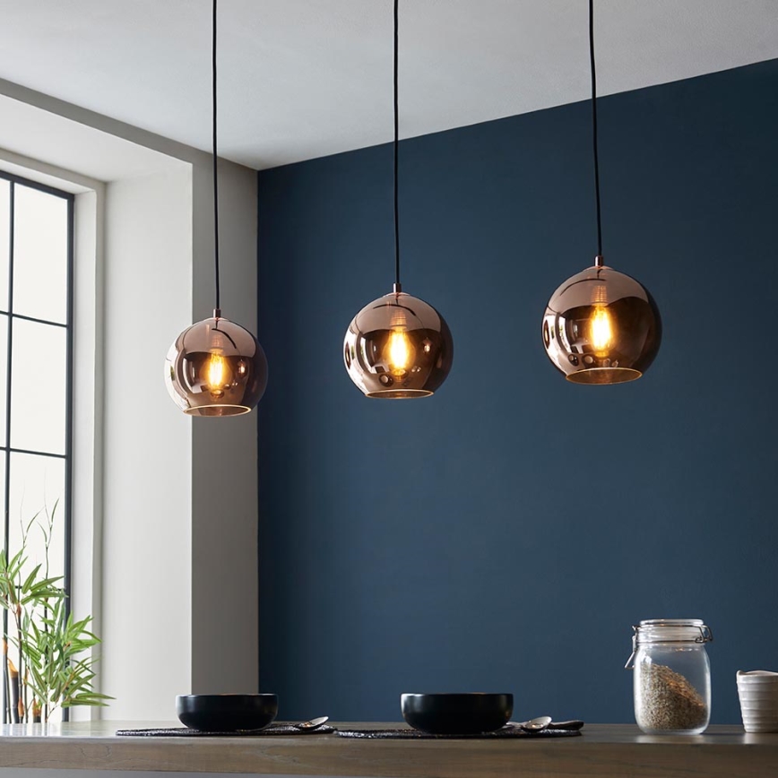 Endon 102929 - Chandelier on a string BOLI 3xE27/10W/230V black/smoky brown