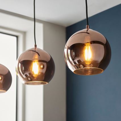 Endon 102929 - Chandelier on a string BOLI 3xE27/10W/230V black/smoky brown