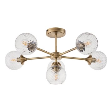Endon 103171 - Chandelier on a pole ALLEGRA 6xE14/7W/230V brass/clear