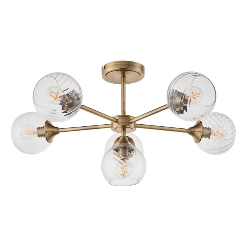 Endon 103171 - Chandelier on a pole ALLEGRA 6xE14/7W/230V brass/clear