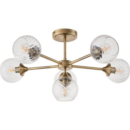 Endon 103171 - Chandelier on a pole ALLEGRA 6xE14/7W/230V brass/clear