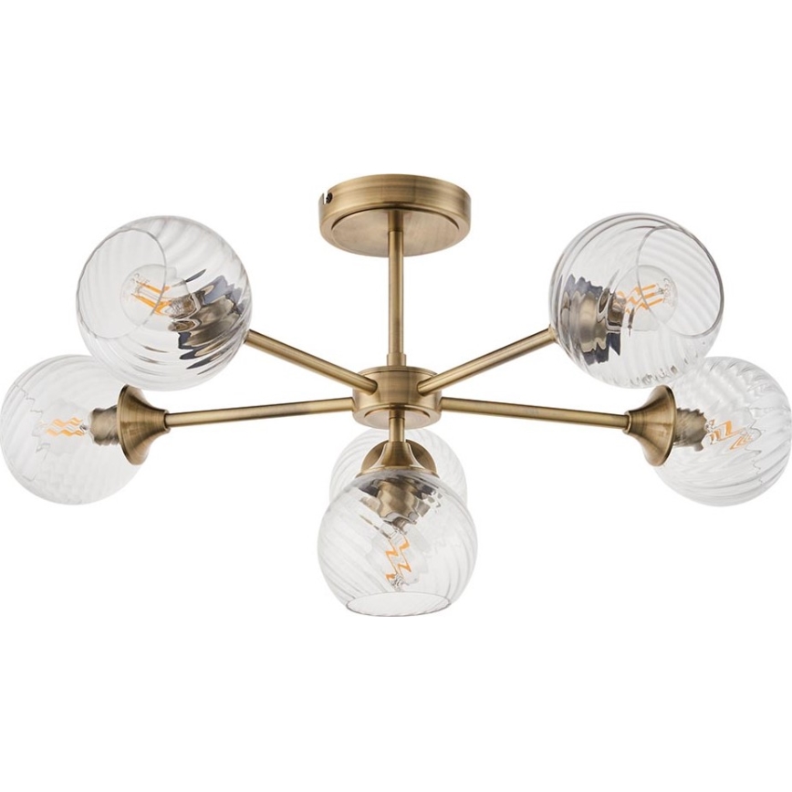 Endon 103171 - Chandelier on a pole ALLEGRA 6xE14/7W/230V brass/clear