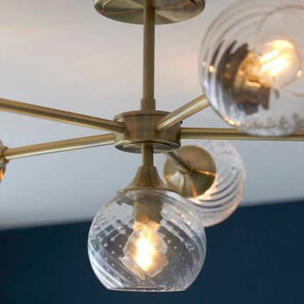 Endon 103171 - Chandelier on a pole ALLEGRA 6xE14/7W/230V brass/clear