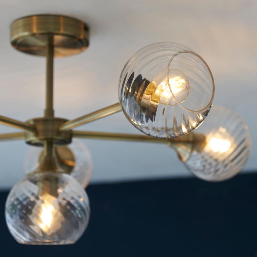 Endon 103171 - Chandelier on a pole ALLEGRA 6xE14/7W/230V brass/clear