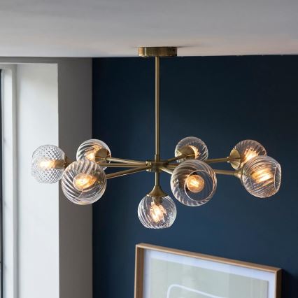Endon 103172 - Chandelier on a pole ALLEGRA 8xE14/7W/230V brass/clear