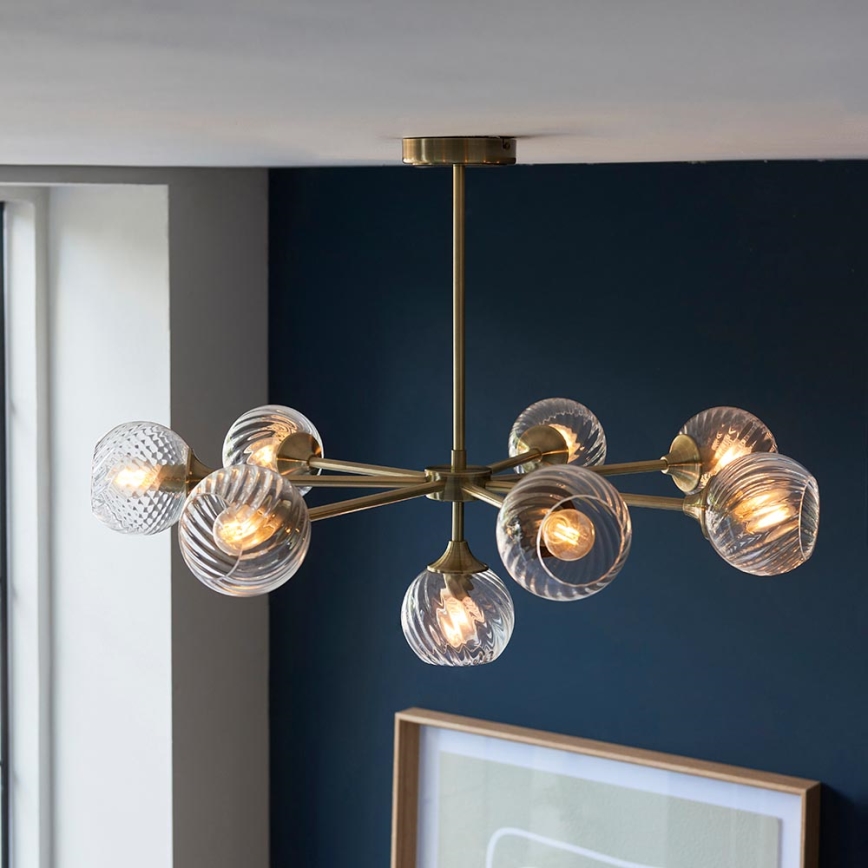 Endon 103172 - Chandelier on a pole ALLEGRA 8xE14/7W/230V brass/clear