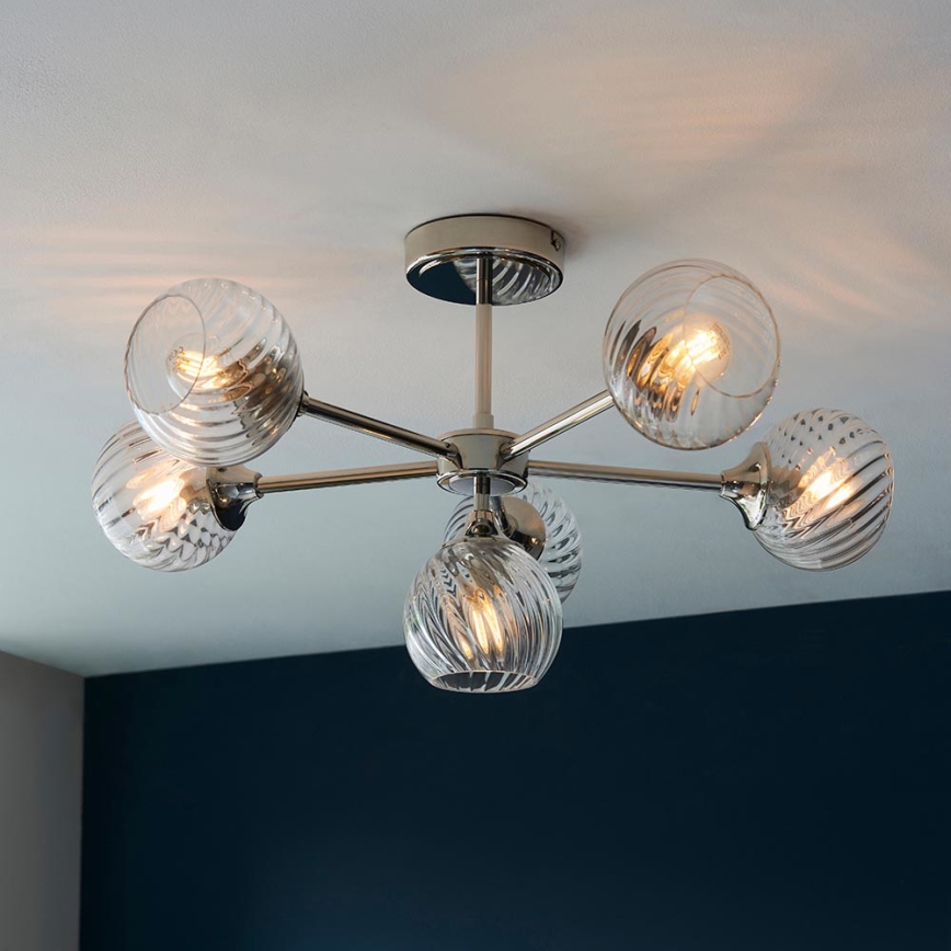 Endon 104050 - Chandelier on a pole ALLEGRA 6xE14/7W/230V shiny chrome/clear