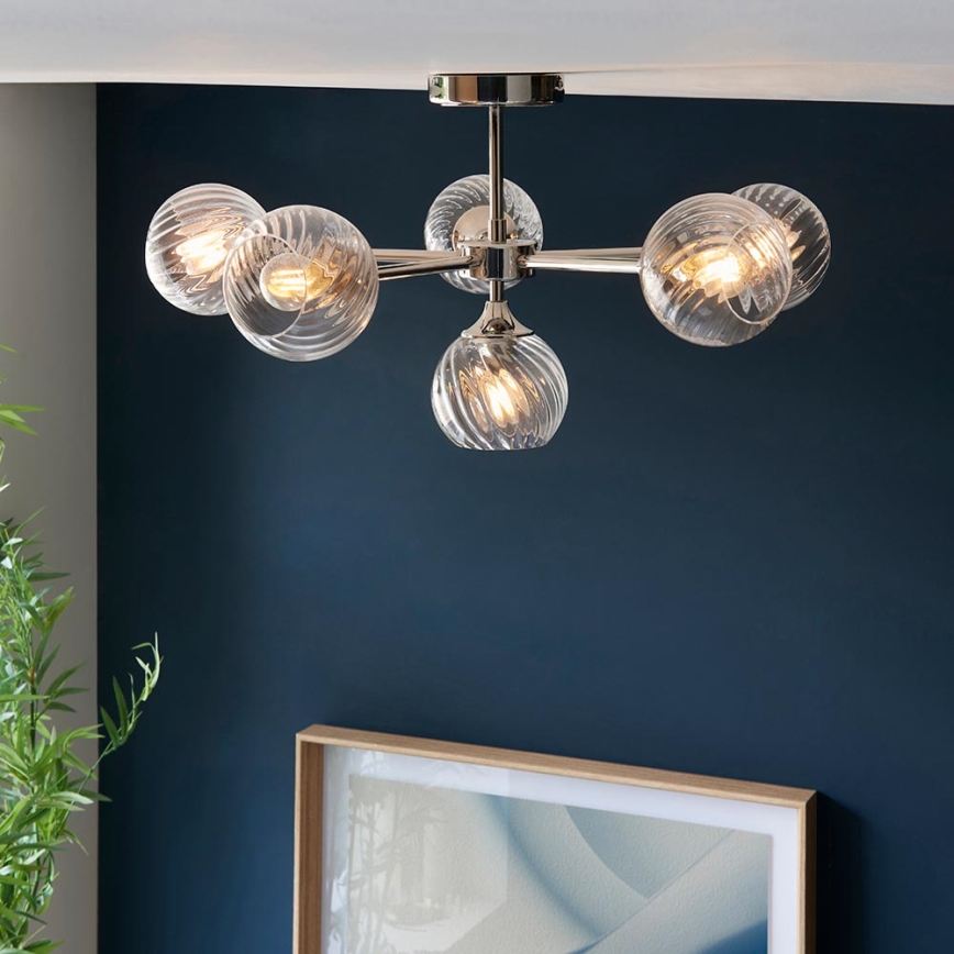 Endon 104050 - Chandelier on a pole ALLEGRA 6xE14/7W/230V shiny chrome/clear