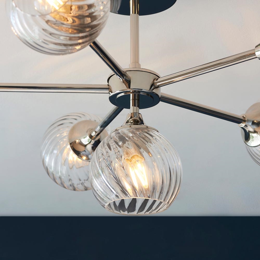 Endon 104050 - Chandelier on a pole ALLEGRA 6xE14/7W/230V shiny chrome/clear