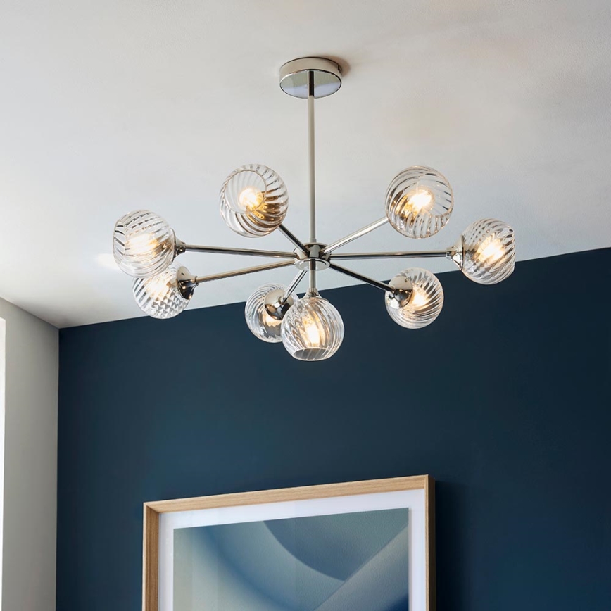 Endon 104051 - ALLEGRA Rod Chandelier 8xE14/7W/230V Polished Chrome