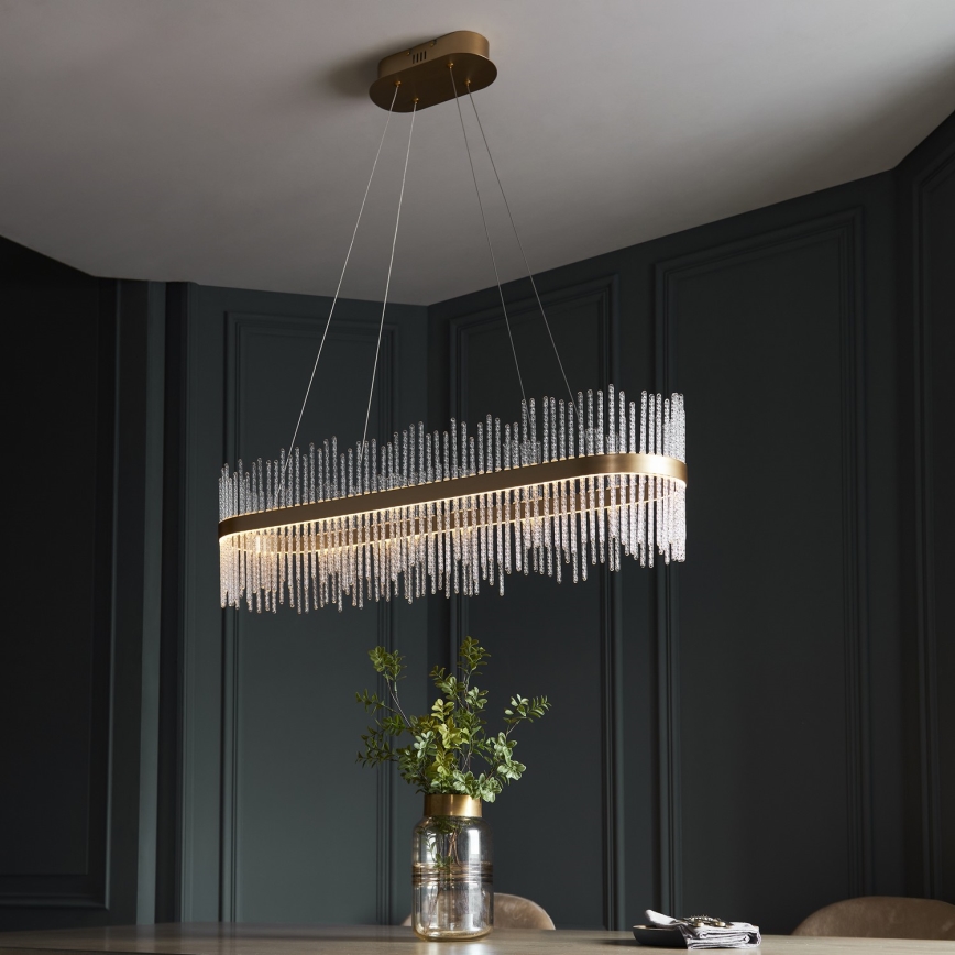 Endon 104082 - ADRIEL dimmable LED pendant on cable, 47W/230V, 3000K, gold/clear