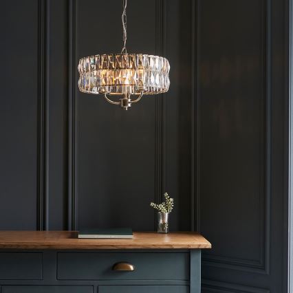 Endon 104466 - Chandelier on a chain CLIFTON 3xE14/6W/230V shiny chrome/clear d. 38,5 cm