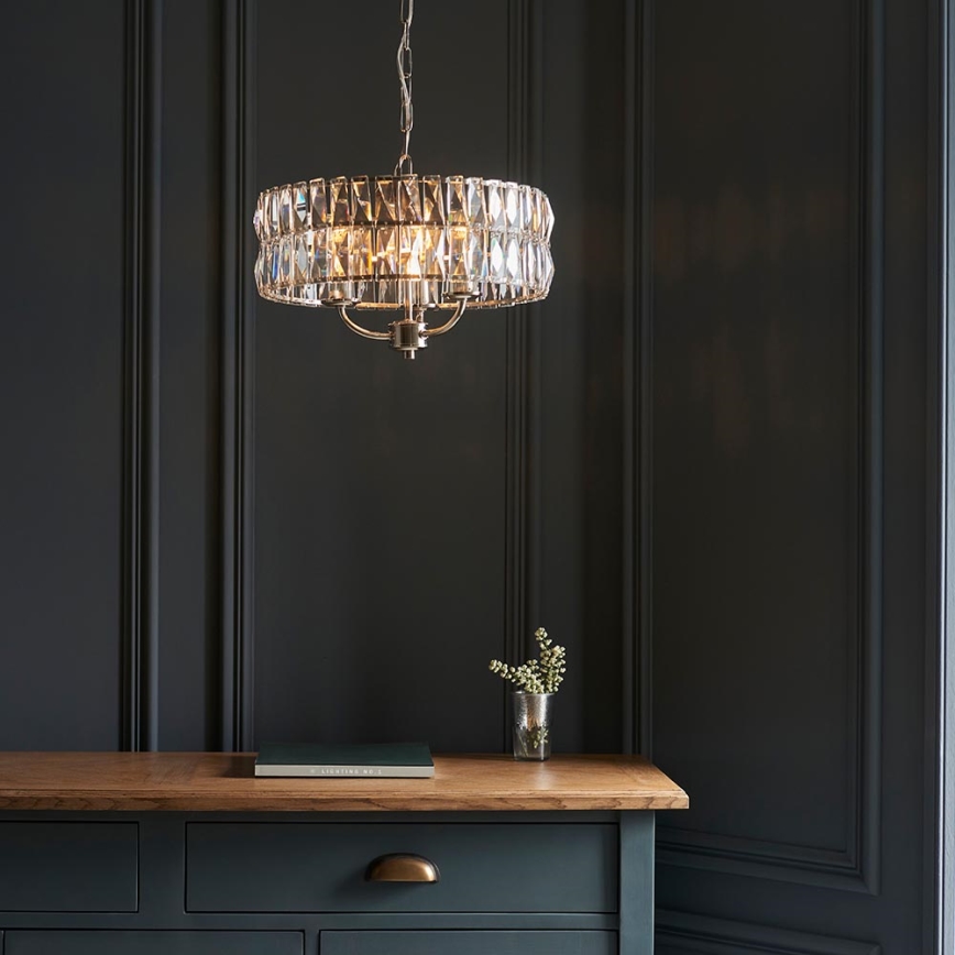 Endon 104466 - Chandelier on a chain CLIFTON 3xE14/6W/230V shiny chrome/clear d. 38,5 cm