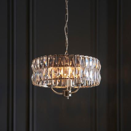 Endon 104466 - Chandelier on a chain CLIFTON 3xE14/6W/230V shiny chrome/clear d. 38,5 cm