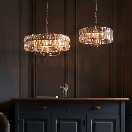 Endon 104466 - Chandelier on a chain CLIFTON 3xE14/6W/230V shiny chrome/clear d. 38,5 cm