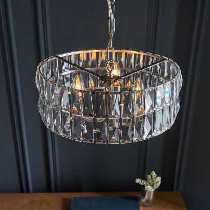 Endon 104466 - Chandelier on a chain CLIFTON 3xE14/6W/230V shiny chrome/clear d. 38,5 cm