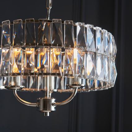 Endon 104466 - Chandelier on a chain CLIFTON 3xE14/6W/230V shiny chrome/clear d. 38,5 cm