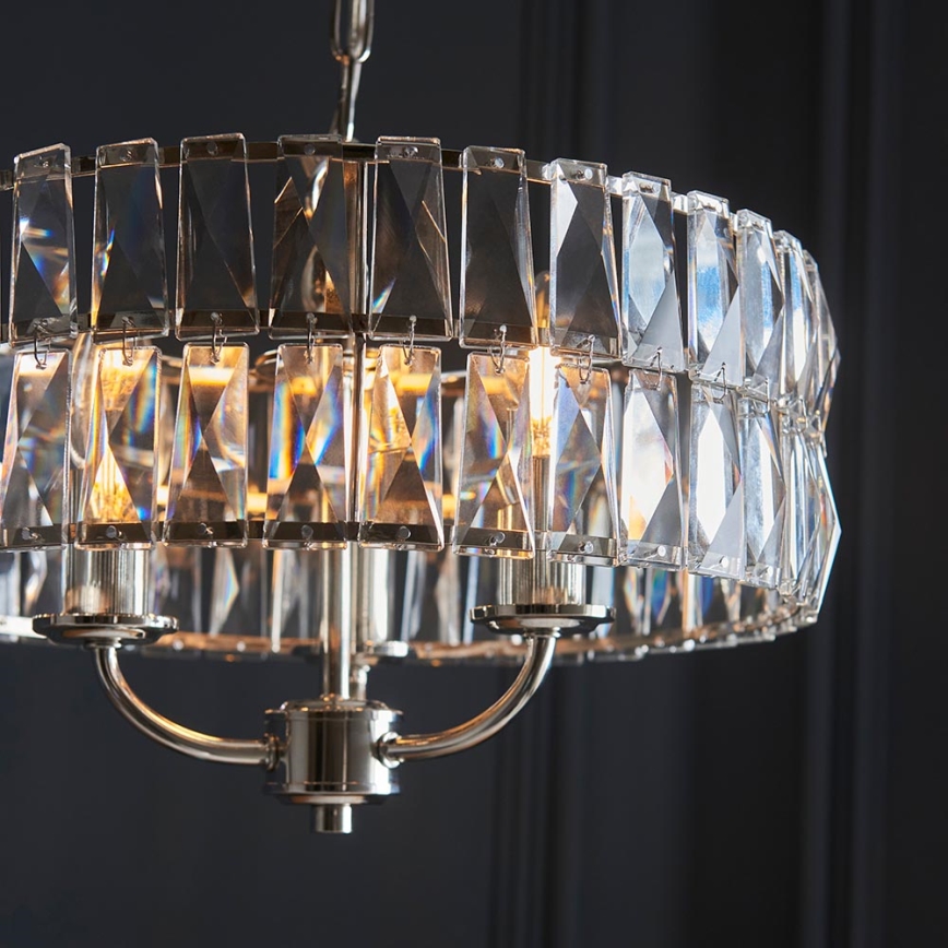Endon 104466 - Chandelier on a chain CLIFTON 3xE14/6W/230V shiny chrome/clear d. 38,5 cm