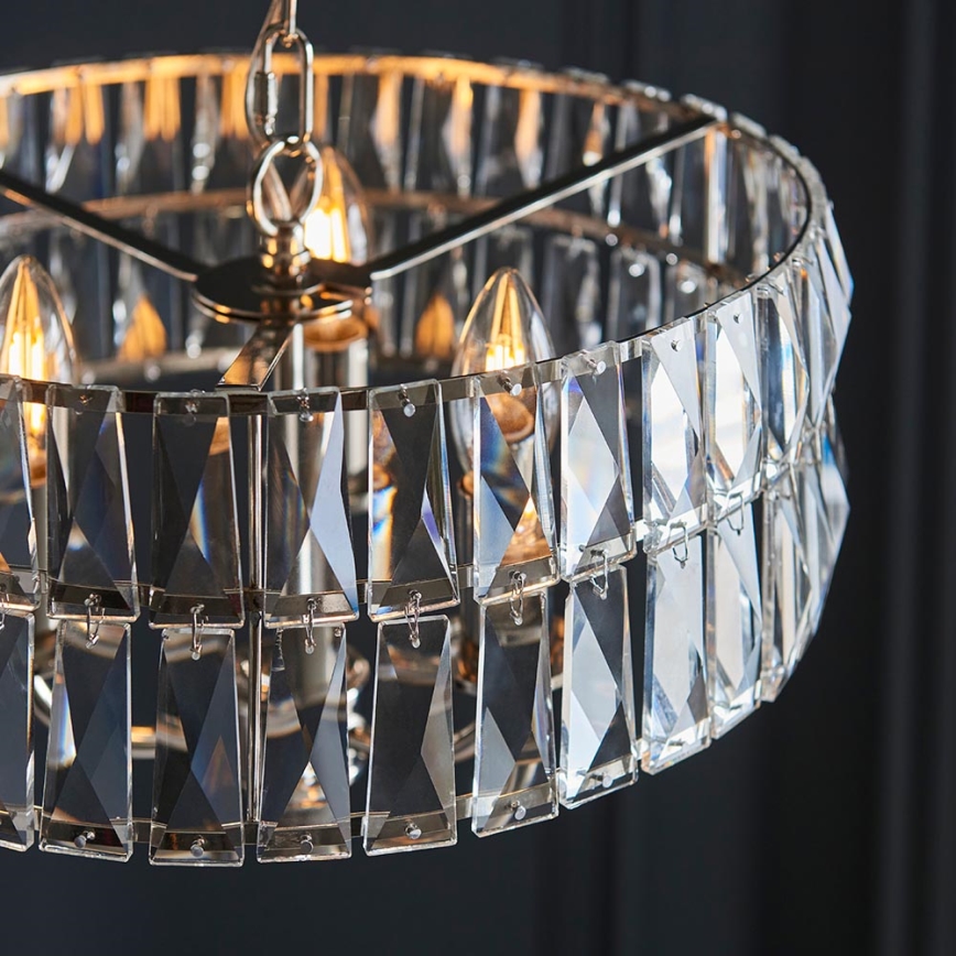 Endon 104466 - Chandelier on a chain CLIFTON 3xE14/6W/230V shiny chrome/clear d. 38,5 cm