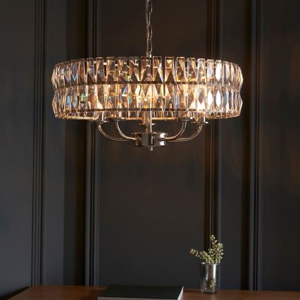 Endon 104467 - Chandelier on a chain CLIFTON 5xE14/6W/230V shiny chrome/clear d. 50,5 cm