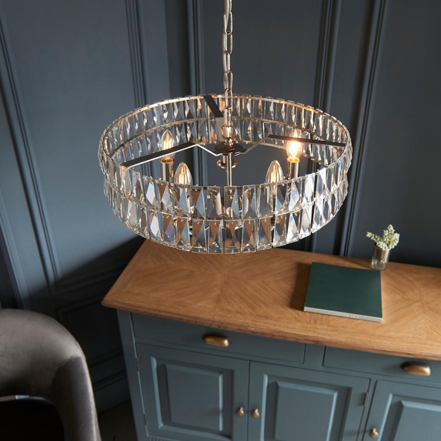 Endon 104467 - Chandelier on a chain CLIFTON 5xE14/6W/230V shiny chrome/clear d. 50,5 cm