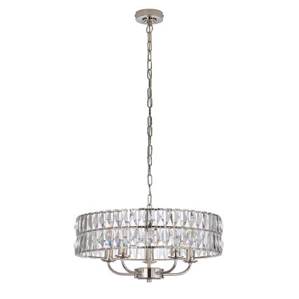 Endon 104467 - Chandelier on a chain CLIFTON 5xE14/6W/230V shiny chrome/clear d. 50,5 cm