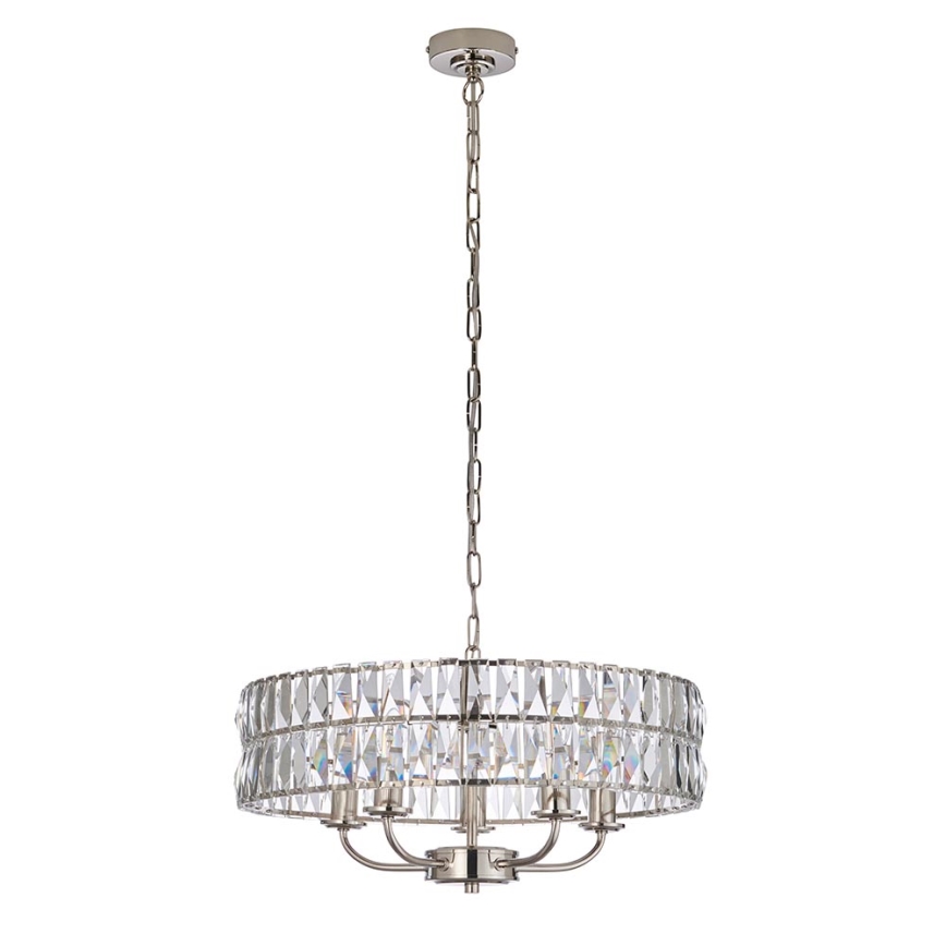 Endon 104467 - Chandelier on a chain CLIFTON 5xE14/6W/230V shiny chrome/clear d. 50,5 cm