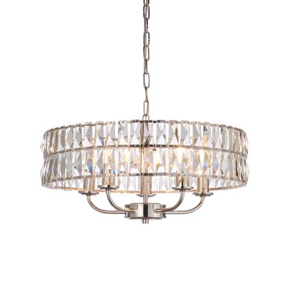 Endon 104467 - Chandelier on a chain CLIFTON 5xE14/6W/230V shiny chrome/clear d. 50,5 cm