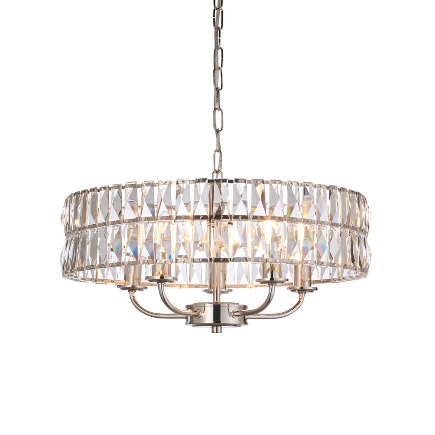Endon 104467 - Chandelier on a chain CLIFTON 5xE14/6W/230V shiny chrome/clear d. 50,5 cm