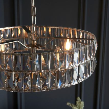Endon 104467 - Chandelier on a chain CLIFTON 5xE14/6W/230V shiny chrome/clear d. 50,5 cm