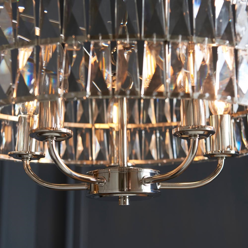 Endon 104467 - Chandelier on a chain CLIFTON 5xE14/6W/230V shiny chrome/clear d. 50,5 cm