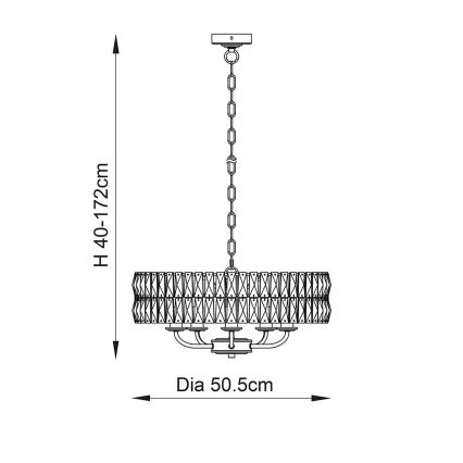 Endon 104467 - Chandelier on a chain CLIFTON 5xE14/6W/230V shiny chrome/clear d. 50,5 cm