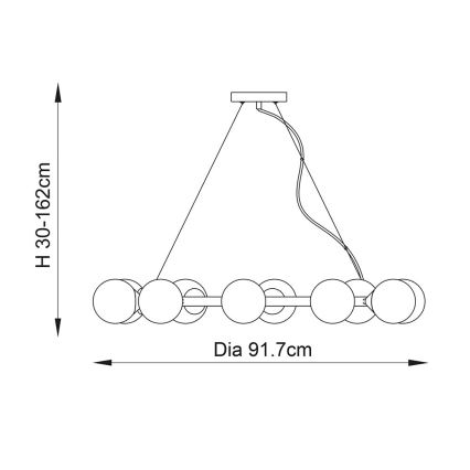 Endon 106008 - OTIS Cable-Suspended Chandelier 10xG9/3W/230V Gold/White