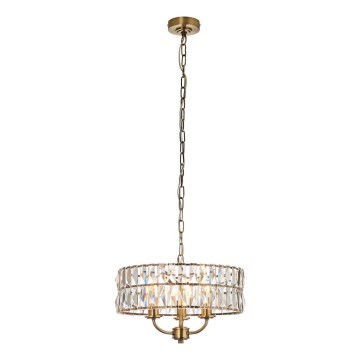 Endon 106243 - Chain-hung chandelier CLIFTON 3xE14/6W/230V Ø 38.5 cm brass/clear