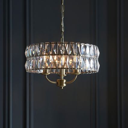Endon 106243 - Chain-hung chandelier CLIFTON 3xE14/6W/230V Ø 38.5 cm brass/clear