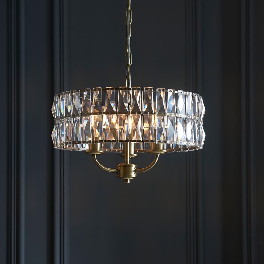 Endon 106243 - Chain-hung chandelier CLIFTON 3xE14/6W/230V Ø 38.5 cm brass/clear