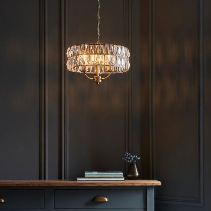 Endon 106243 - Chain-hung chandelier CLIFTON 3xE14/6W/230V Ø 38.5 cm brass/clear