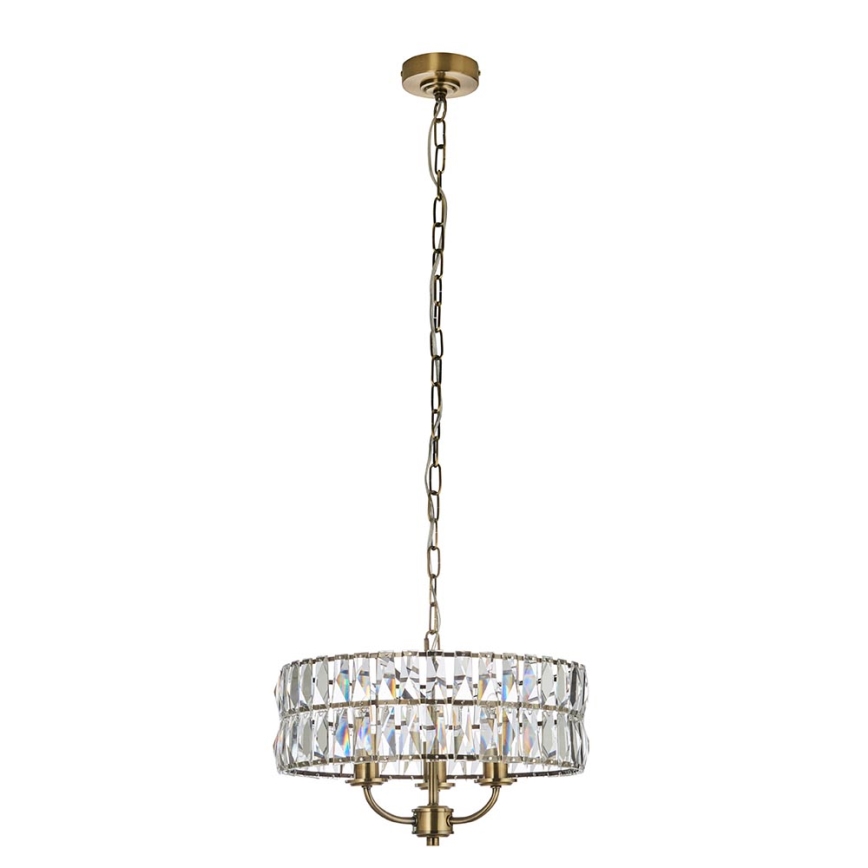 Endon 106243 - Chain-hung chandelier CLIFTON 3xE14/6W/230V Ø 38.5 cm brass/clear