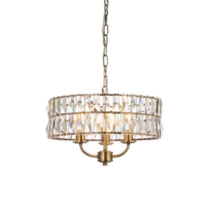 Endon 106243 - Chain-hung chandelier CLIFTON 3xE14/6W/230V Ø 38.5 cm brass/clear