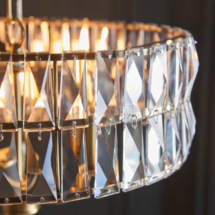 Endon 106243 - Chain-hung chandelier CLIFTON 3xE14/6W/230V Ø 38.5 cm brass/clear