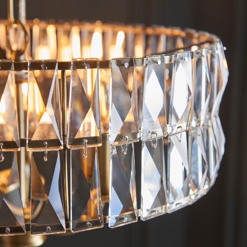 Endon 106243 - Chain-hung chandelier CLIFTON 3xE14/6W/230V Ø 38.5 cm brass/clear
